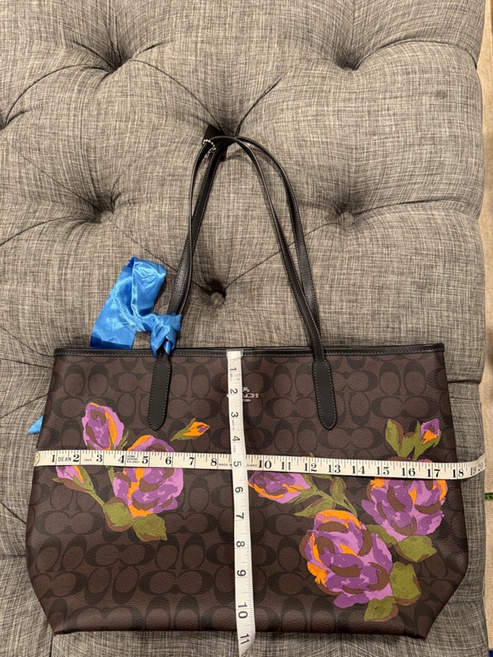 Coach Bag City Tote in Signature Brown with Floral Print - Picture 17 of 17